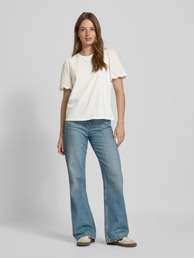 Vila T-Shirt mit Lochstickerei Modell 'CELIANA' Weiss 1