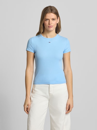 Tommy Jeans Slim Fit T-Shirt aus Baumwoll-Mix Hellblau 4