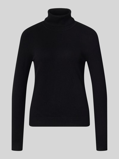 Produktfoto, Regular Fit Rollkragenpullover aus reinem Kaschmir van Christian Berg Woman, zwart, geribde kraag en boorden, langärmlig, ruglengte maat S 57 cm, mouwlengte maat S 63 cm, effen design, fijne structuur