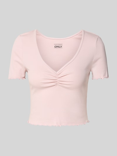 Only Regular Fit Crop Top aus Baumwoll-Elasthan-Mix Modell 'BETTY' Rosa 2