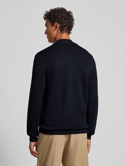 Christian Berg Men Slim fit gebreid jack met opstaande kraag Marineblauw - 5