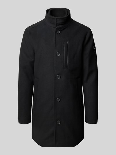 Tom Tailor Regular fit lange wollen jas met opstaande kraag Zwart - 2