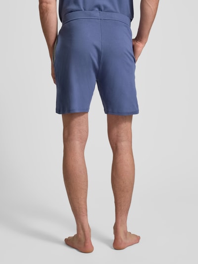 Christian Berg Men Sweatshorts met labelstitching Rookblauw - 5