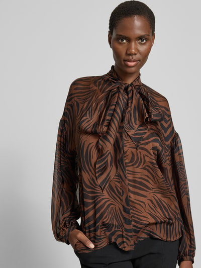 Max Mara Studio Relaxed Fit Seidenbluse mit Schluppe Modell 'BALLATA' Mittelbraun 3