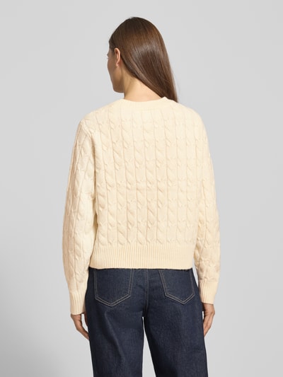 VERO MODA Regular fit gebreide pullover met kabelpatroon, model 'ARIES' Ecru - 5