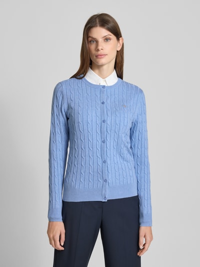 Gant Kardigan ze ściegiem warkoczowym i wyhaftowanym logo Jasnoniebieski 4