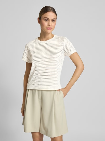 Jake*s Collection T-Shirt mit Lochmuster Beige 4