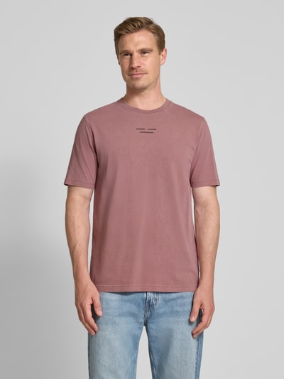 Samsøe Samsøe T-Shirt mit Label-Print Modell 'MARCUS' Rot Melange 4