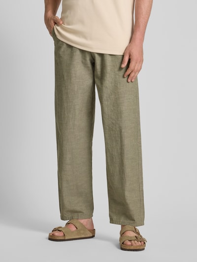 Lindbergh Stoffen broek met achterzakken Kaki - 4