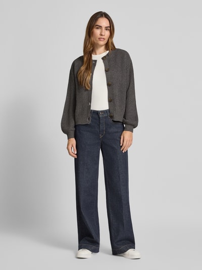 Vero Moda Relaxed fit gebreid jack met enkele knoopsluiting, model 'LEA' Antraciet - 1