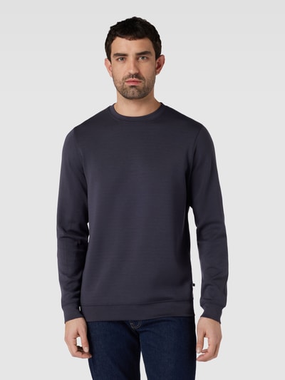 Matinique Sweatshirt met geribde ronde hals, model 'harry' Marineblauw - 4