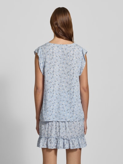 Pieces  Top bluzkowy o kroju regular fit z krótkim rękawem model ‘NYA’ Jasnoniebieski 5