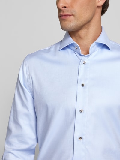 Profuomo Slim fit zakelijk overhemd met haaikraag, model 'Cutaway' Bleu - 3