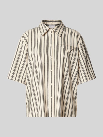 Jake*s Collection Relaxed fit overhemdblouse met borstzak Beige - 2