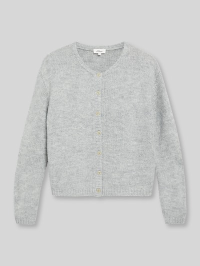 s.Oliver RED LABEL Regular fit gebreid jack van alpaca met ronde hals Lichtgrijs - 2