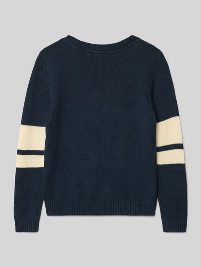 s.Oliver RED LABEL Sweter z dzianiny kroju regular fit z mieszanki bawełny Granatowy 3