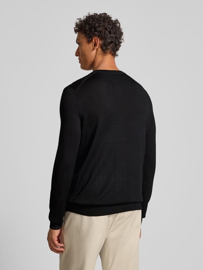 Christian Berg Men Gebreid jack met V-hals Zwart - 5