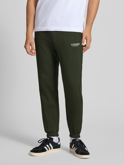 Jack & Jones Regular Fit Sweatpants mit elastischen Bund Modell 'KANE' Dunkelgruen 4