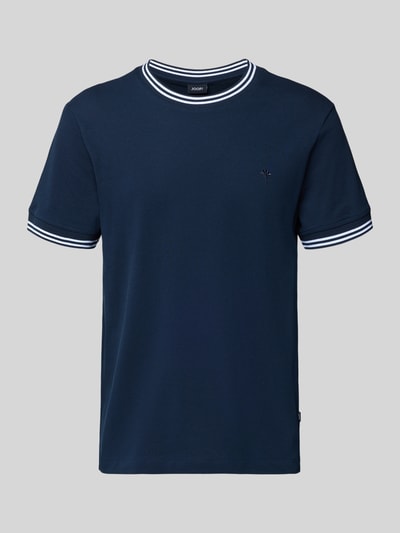 Produktfoto, dunkelblaues T-Shirt mit weißen Kontraststreifen Modell 'Jose' von JOOP! Collection, Baumwoll-Elasthan-Mix, Regular Fit