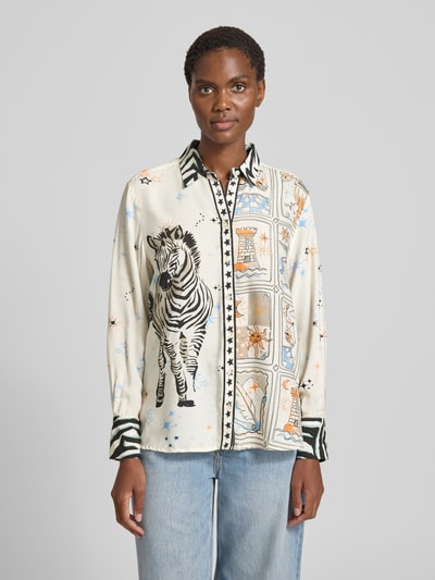 Emily Van den Bergh Regular Fit Bluse mit Manschetten Beige 4