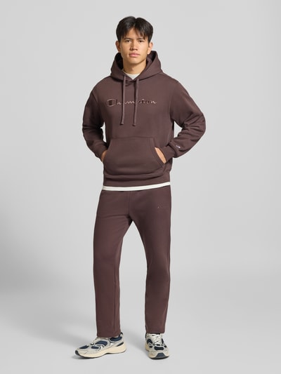 Champion Relaxed Fit Hoodie aus Baumwoll-Mix mit Label-Stitching Schoko 1