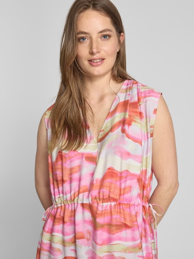 YAS Midi-jurk met V-hals, model 'AROLA' Felroze - 3