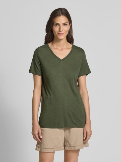 Soyaconcept T-Shirt aus Leinen-Viskose-Mix Modell 'EMEL' Dunkelgruen 4