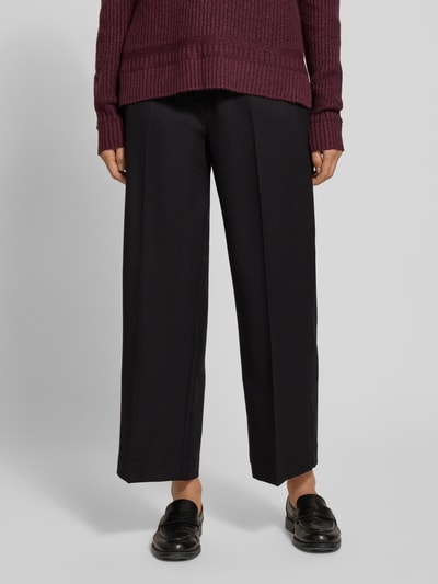 Lanius Broek van scheerwol in verkorte pasvorm, model 'GOTS' Zwart - 4