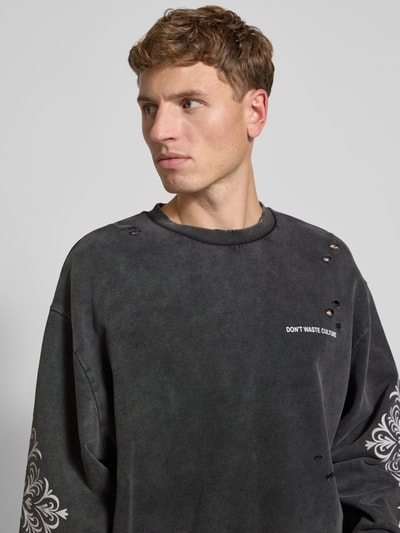 Don´t Waste Culture Sweatshirt in used-look, model 'Urwen' Antraciet - 3