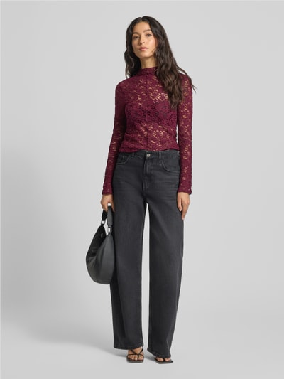 Mango Longsleeve mit Stehkragen Modell 'SELENA' Bordeaux 1