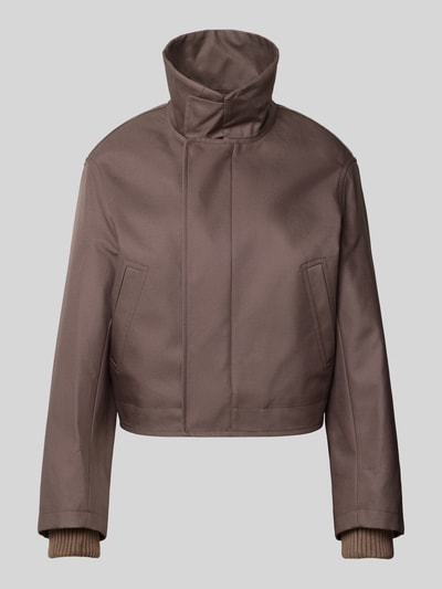 Produktfoto, Jacke aus reiner Baumwolle von Victoria Beckham in Braun, Stehkragen, Regular Fit, glatte Struktur, elastische Ärmelabschlüsse