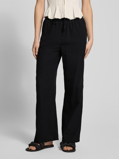 Gina Tricot Wide Leg Leinenhose mit Tunnelzug Black 4