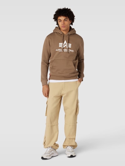 Alpha Industries Hoodie met labelprint, model 'BASIC' Taupe - 1