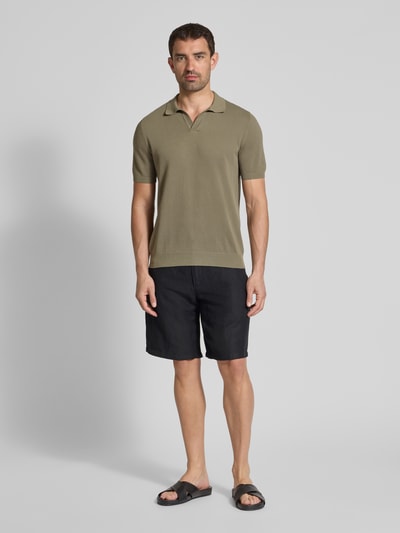 GRAN SASSO Regular Fit Poloshirt mit V-Ausschnitt Oliv 1