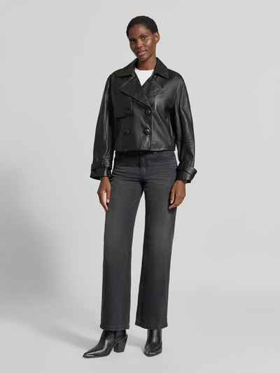 Armani Exchange Cropped Lederjacke aus echtem Leder Black 1