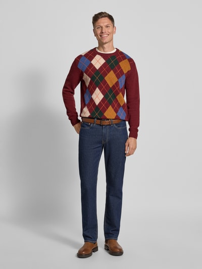 Gant Gebreide pullover met ronde hals Donkerrood - 1