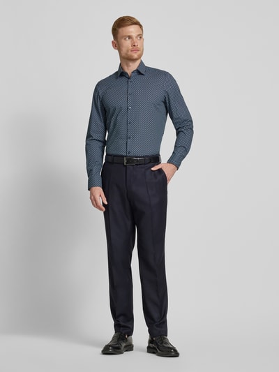 OLYMP Level Five Slim Fit Business-Hemd mit Knopfleiste Marine 1