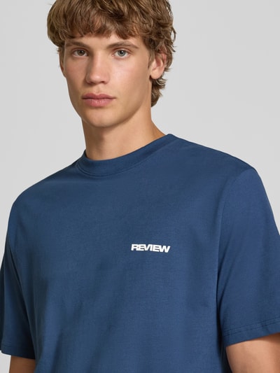 REVIEW T-shirt z logo i okrągłym dekoltem Ciemnoniebieski 3