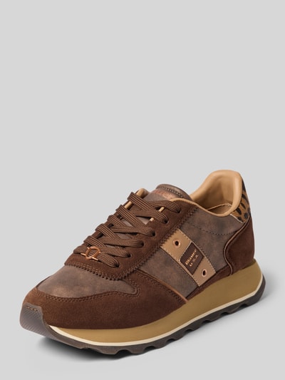 Blauer USA Sneaker aus Leder-Mix Modell 'MILLS' Dunkelbraun 1