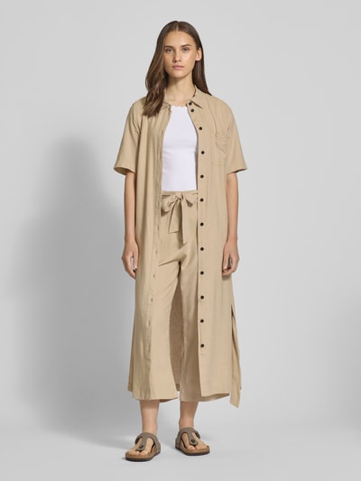 Only Regular fit culotte met strikceintuur, model 'CARO' Zand - 1