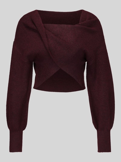 PIECES Regular Fit Pullover in Wickel-Optik Modell 'AVA' Bordeaux 2