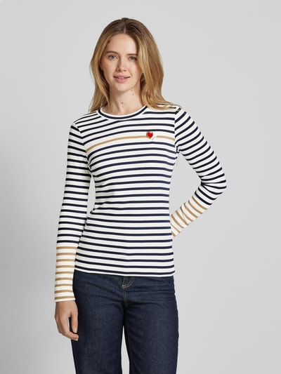 Marc Cain Longsleeve aus Viskose mit Label-Patch Marine 4