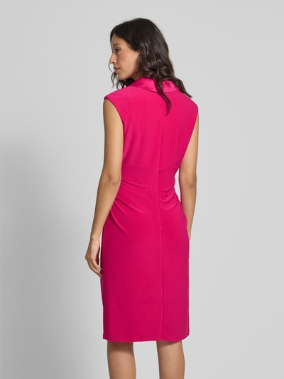 Adrianna Papell Knielange cocktailjurk met reverskraag Felroze - 5