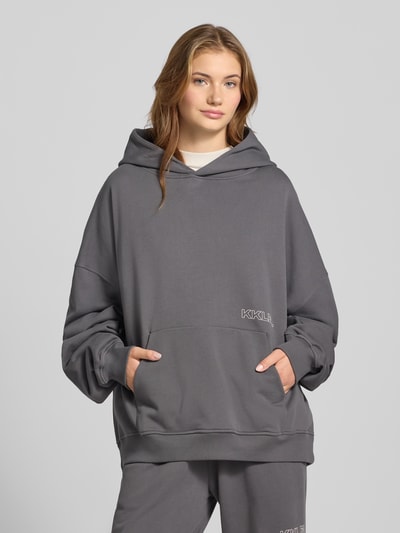 Karo Kauer Oversized Hoodie mit Label-Print Anthrazit 4