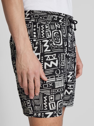 Only & Sons Korte broek met all-over motief, model 'BOLD LIFE' Zwart - 3