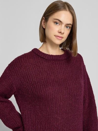 PIECES Relaxed Fit Pullover im Chunky Knit Look Modell 'DORTHEA' Bordeaux 3