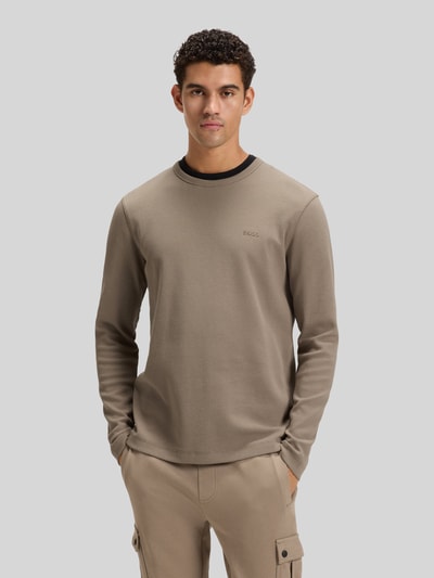 BOSS Orange Regular fit shirt met lange mouwen en wafelstructuur, model 'TEMPESTO' Olijfgroen - 4