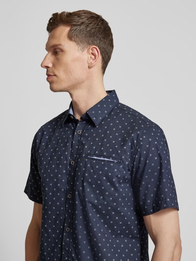 Tom Tailor Regular fit vrijetijdsoverhemd met all-over motief Donkerblauw - 3