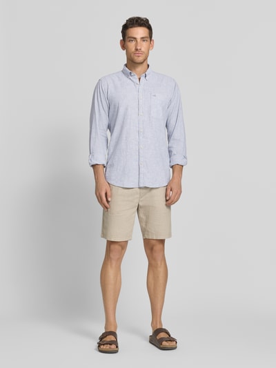 camel active Regular fit vrijetijdsoverhemd van linnenmix met button-downkraag Jeansblauw - 1