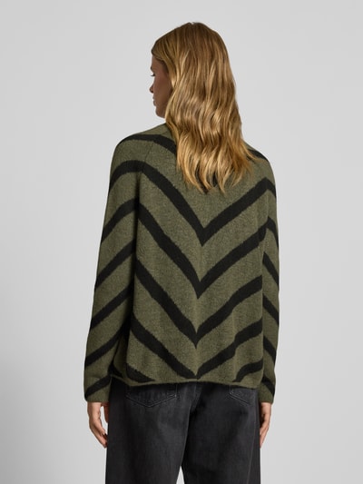 Only Regular Fit Strickpullover mit Streifenmuster Modell 'ELIZA' Oliv Melange 5